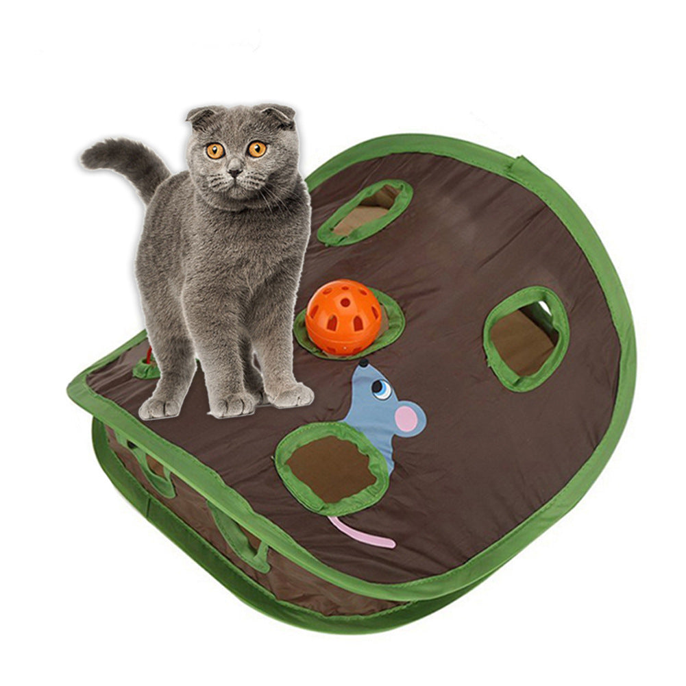Pinermen Hide and Seek Cat Toy, 9-Hole Mouse Hunt Play Tent