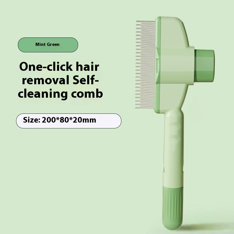 Green self-cleaning cat comb, about 200 x 80 mm
