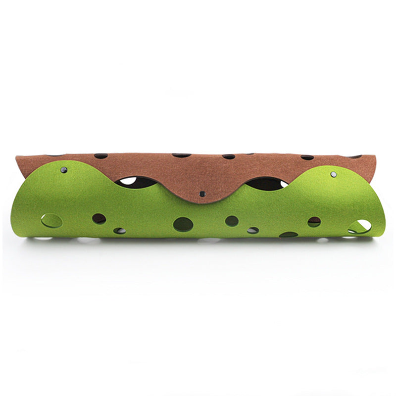 Green and brown felt cat tunnel