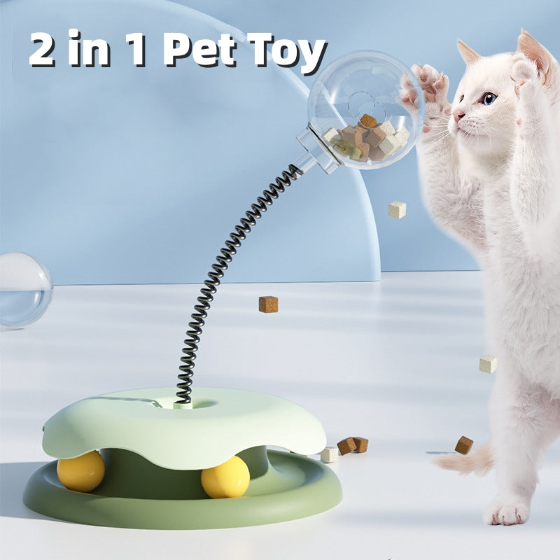 Pinermen 2-in-1 Cat Treat Spring Toy with Ball Track