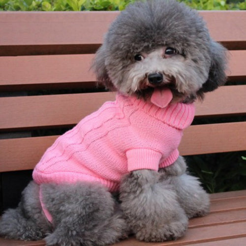 Cable Knit Dog Sweater, Turtleneck Pullover for Small Dogs
