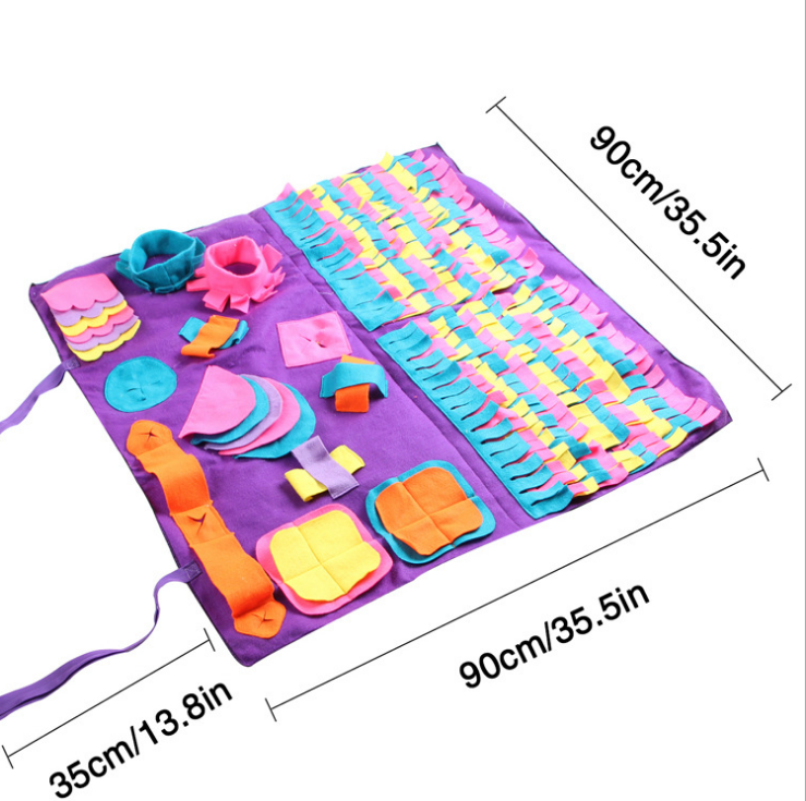Large purple snuffle mat with size dimensions