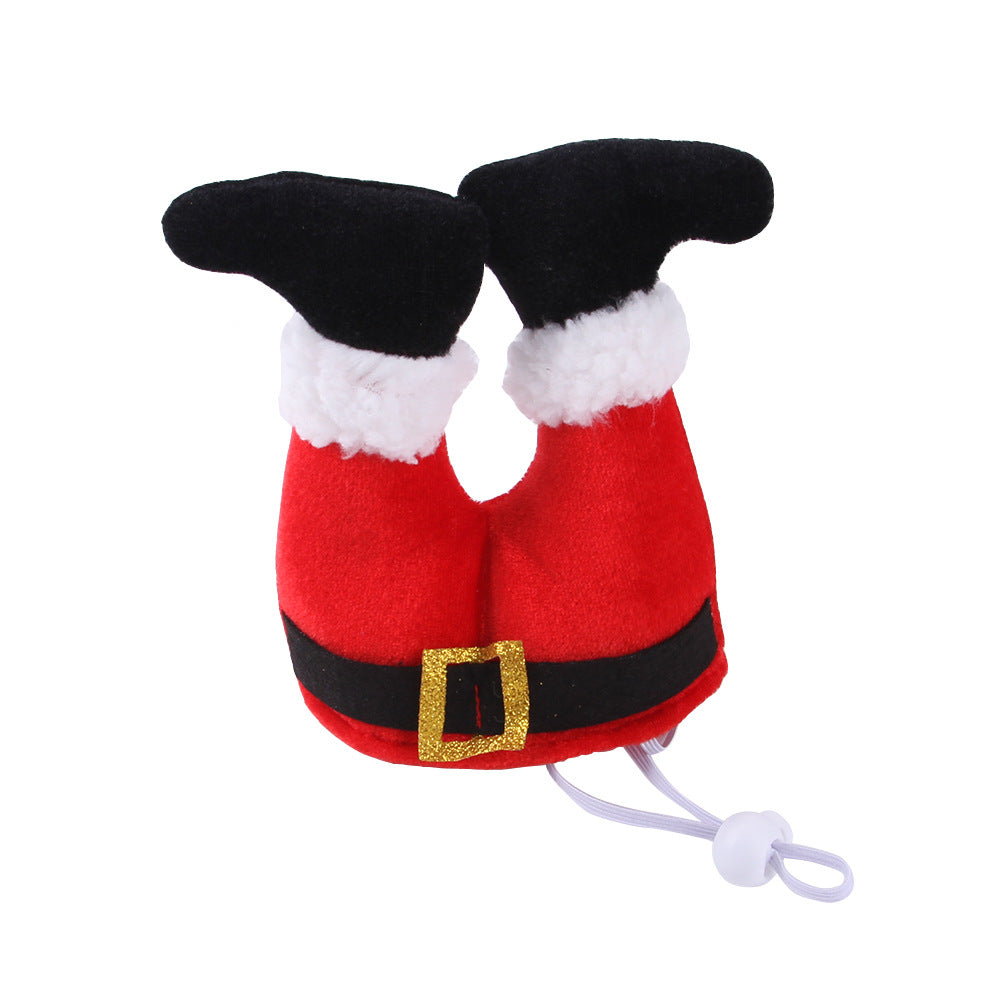 Upside-Down Santa Legs Christmas Hat for Dogs and Cats