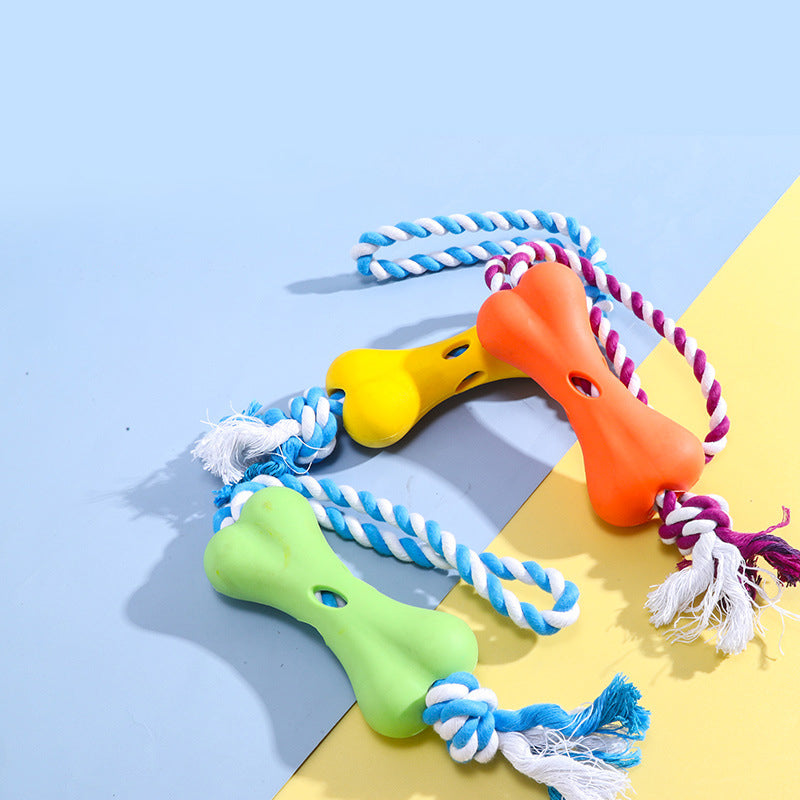 Pinermen Treat Bone Rope Toy for Dogs, Fill-and-Chew Tug Toy