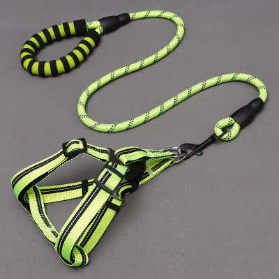 Reflective Dog Harness and Rope Leash Set