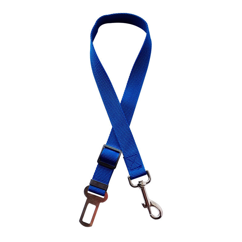 Blue dog car seat belt tether