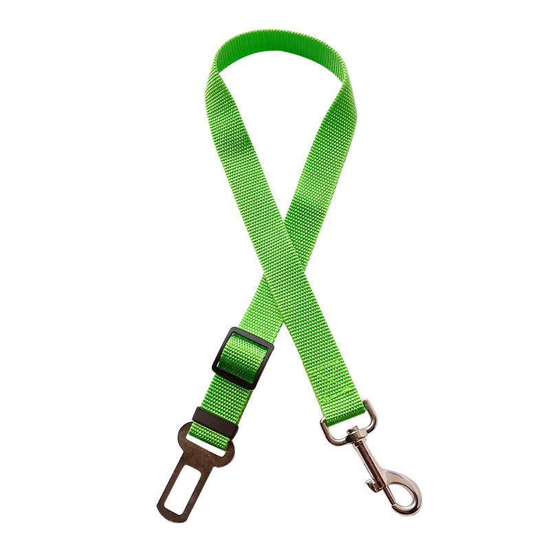 Green dog car seat belt tether
