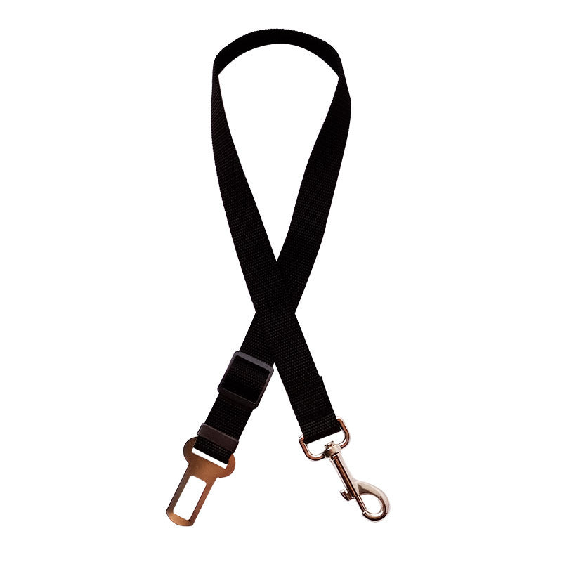 Black dog car seat belt tether