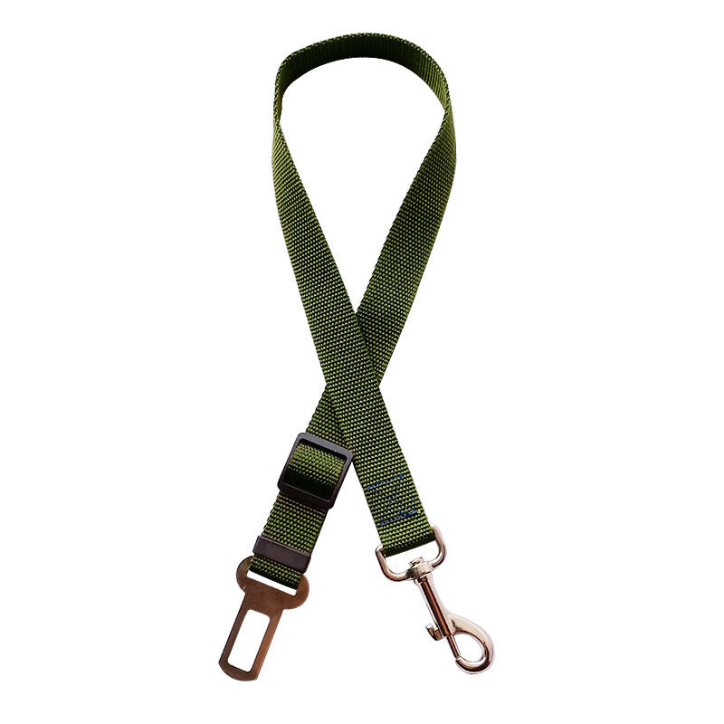 Army green dog car seat belt tether
