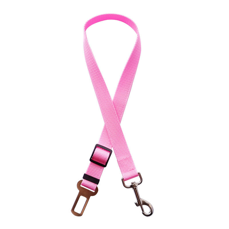 Pink dog car seat belt tether