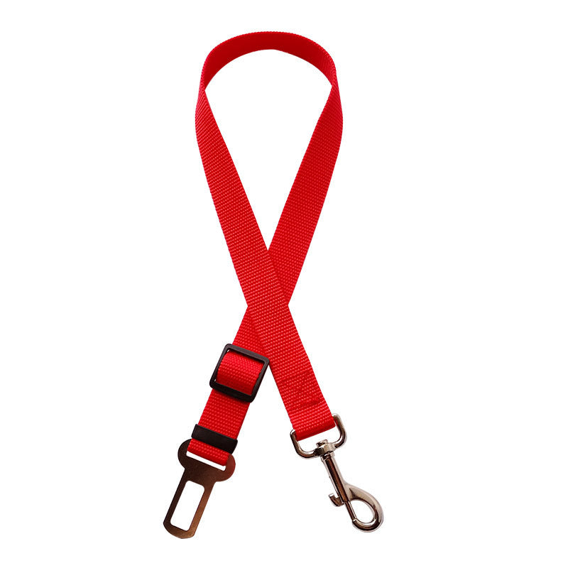 Red dog car seat belt tether