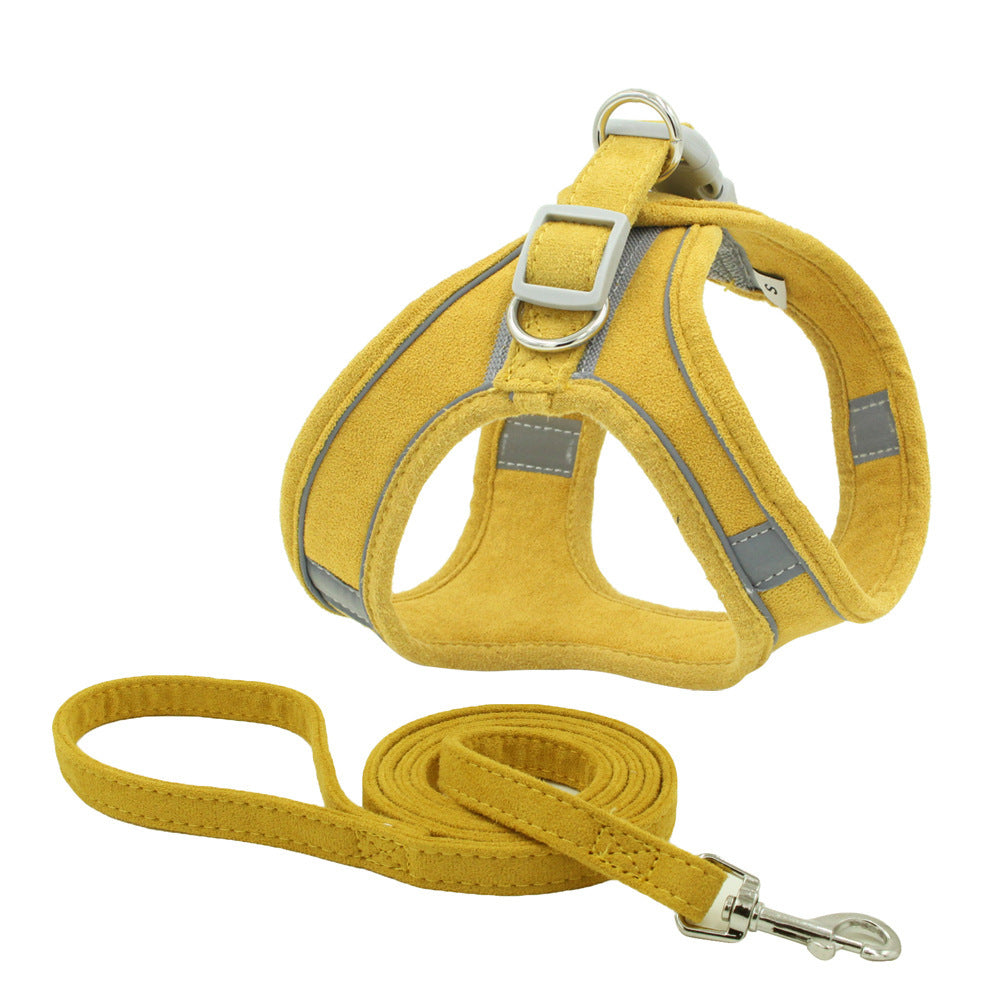 Yellow reflective cat harness with matching leash