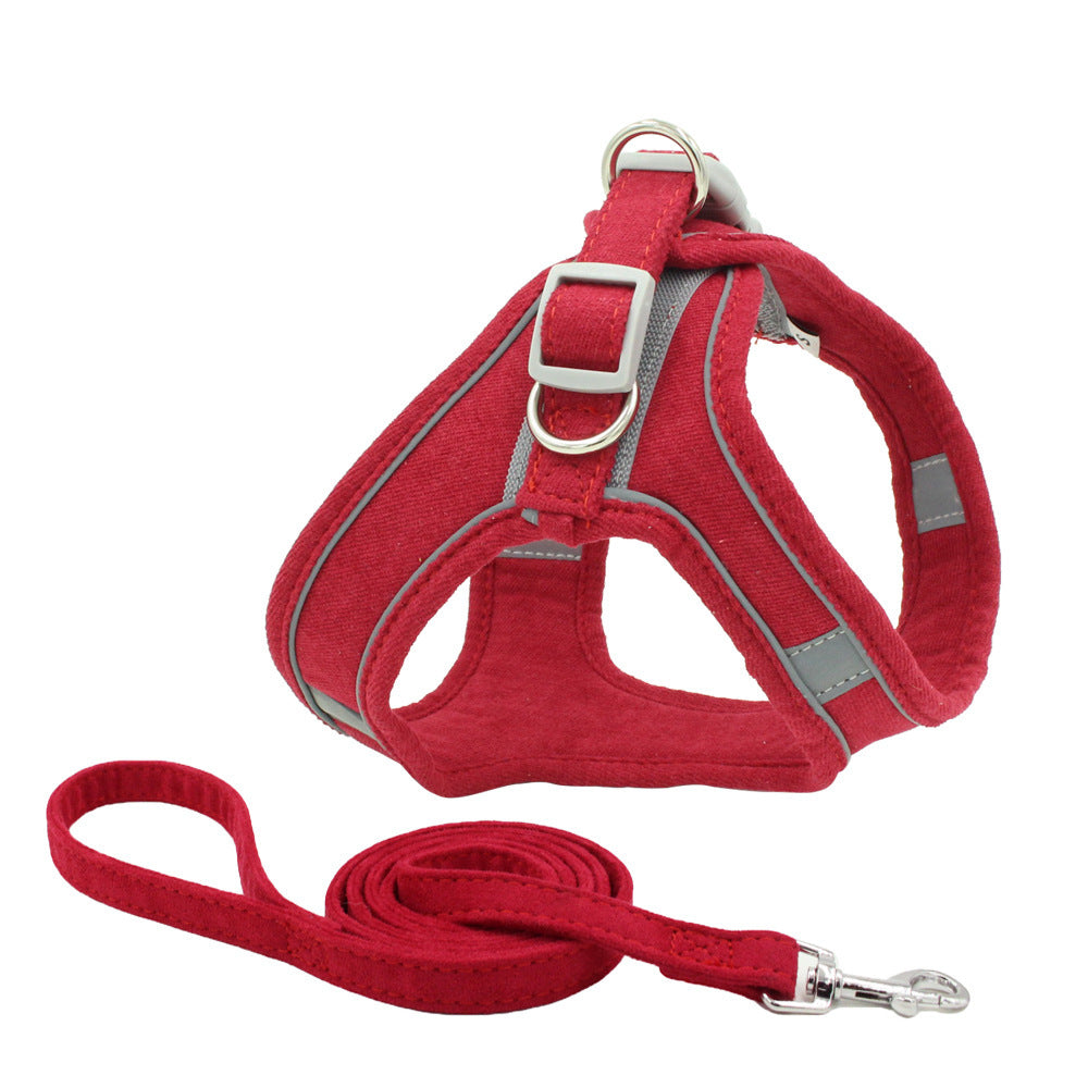 Red reflective cat harness with matching leash