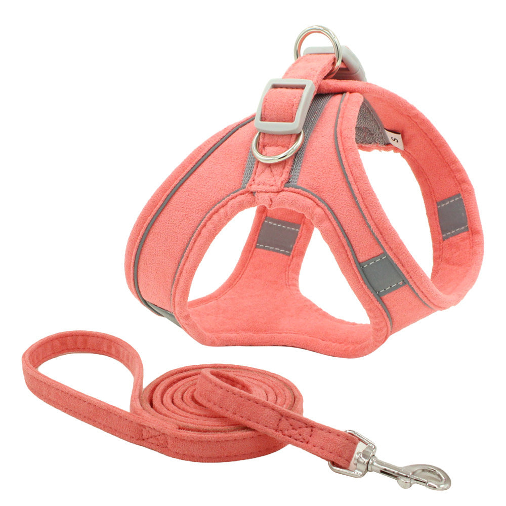 Pink reflective cat harness with matching leash