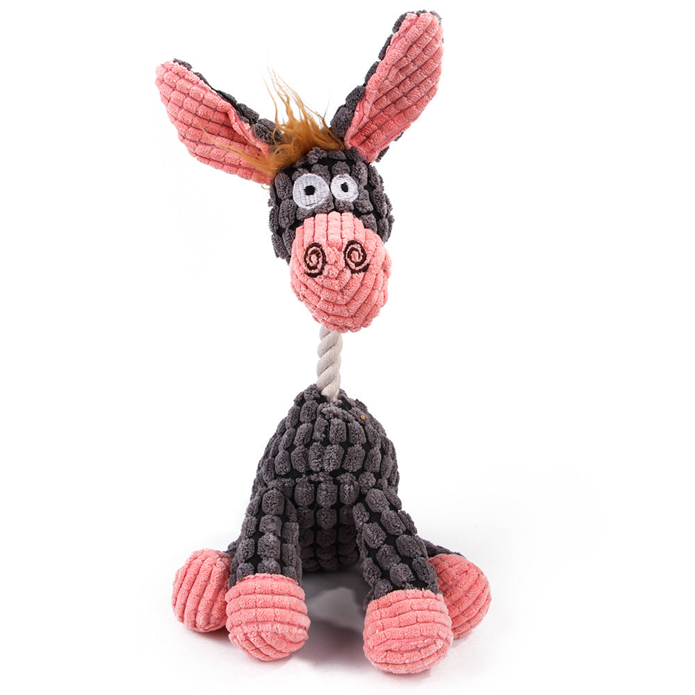 Pinermen Corduroy Squeaky Plush Dog Toy, Donkey, Bunny, Mouse, Duck or Flamingo
