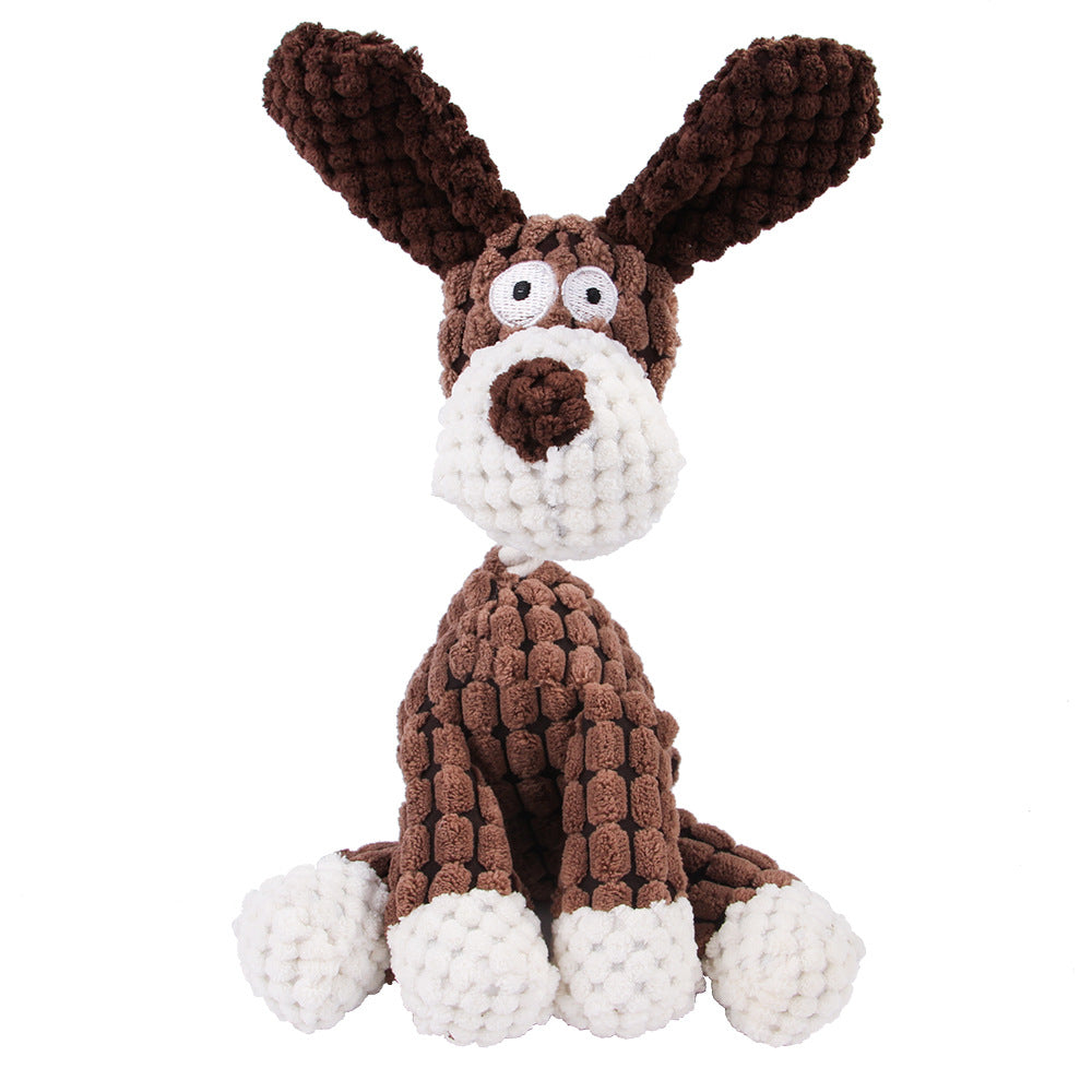 Pinermen Corduroy Squeaky Plush Dog Toy, Donkey, Bunny, Mouse, Duck or Flamingo