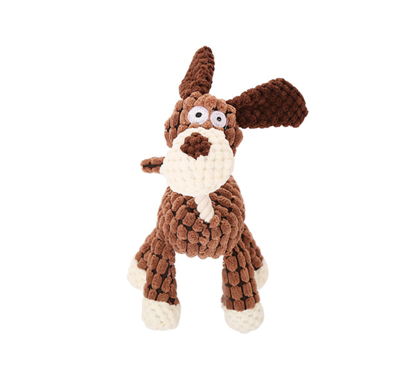 Pinermen Corduroy Squeaky Plush Dog Toy, Donkey, Bunny, Mouse, Duck or Flamingo