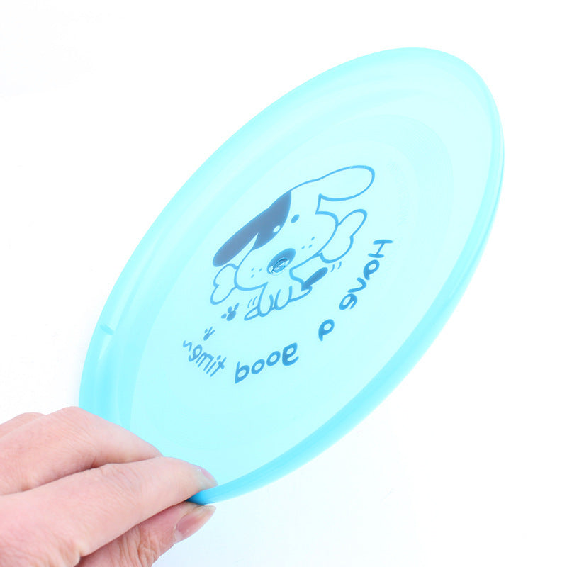 Hand bending the flexible blue flying disc