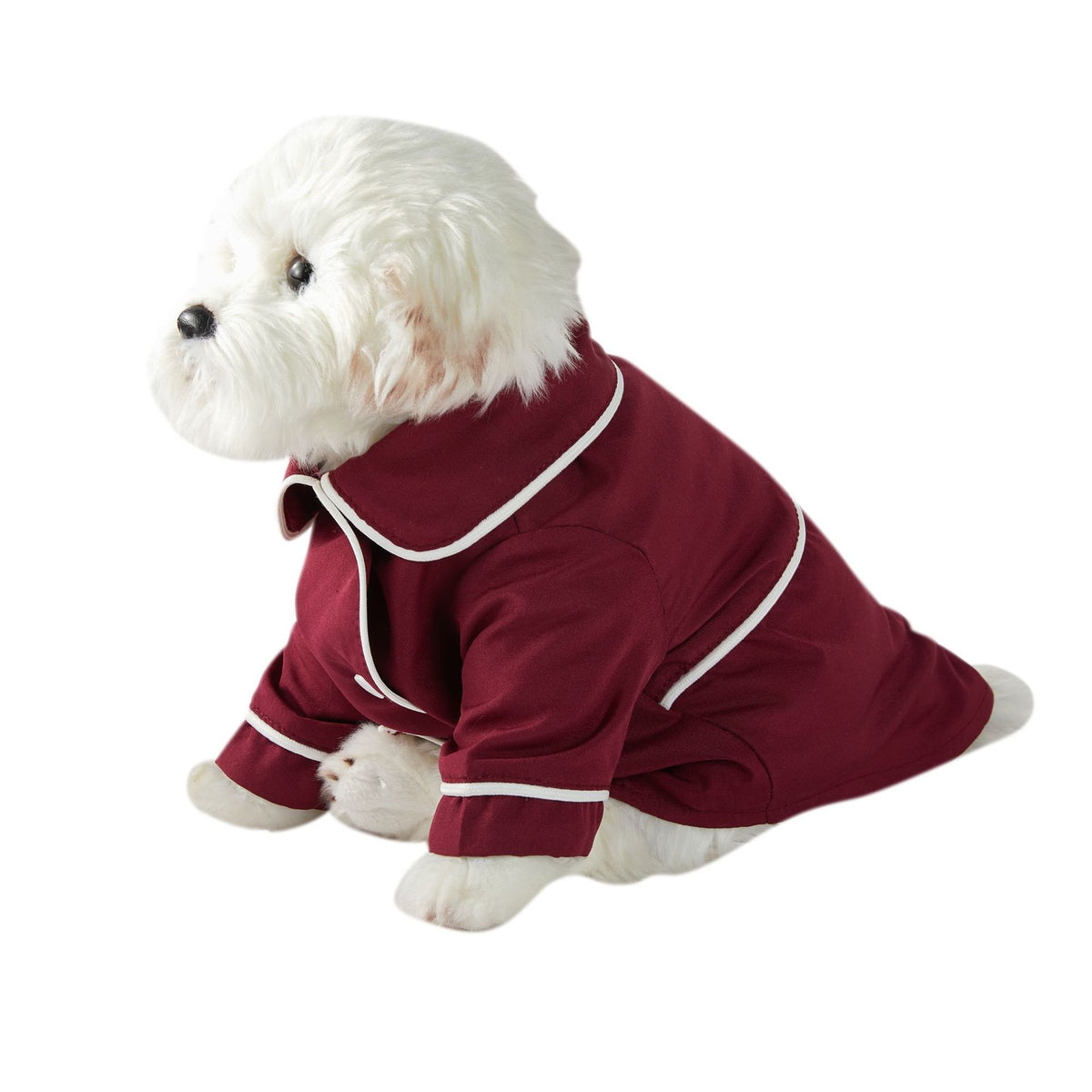 Classic Button-Up Dog Pajamas with Piping, Pet PJs for Small Dogs and Cats
