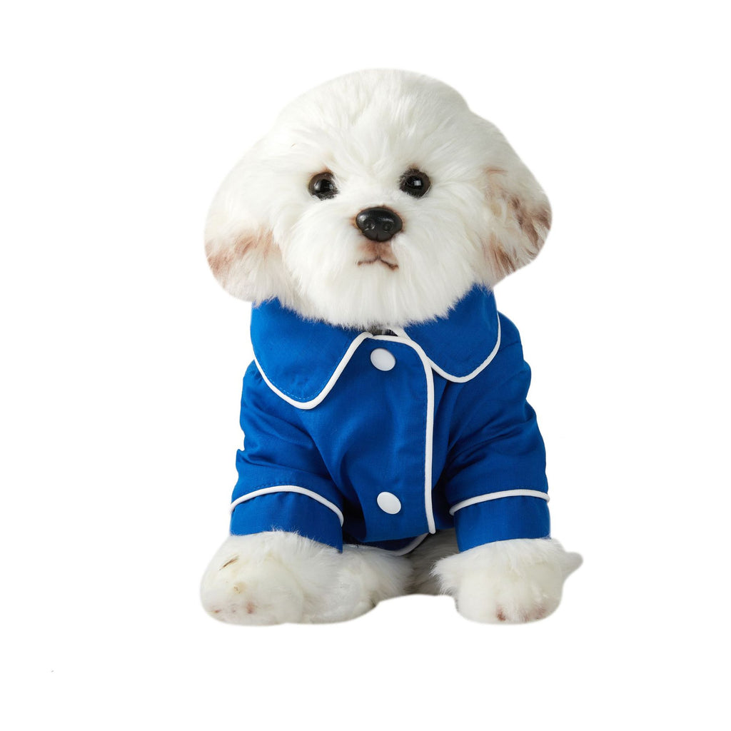 Classic Button-Up Dog Pajamas with Piping, Pet PJs for Small Dogs and Cats