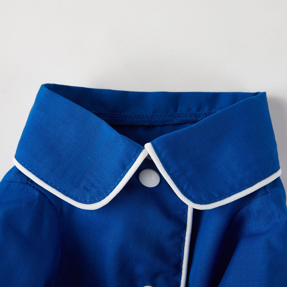 Classic Button-Up Dog Pajamas with Piping, Pet PJs for Small Dogs and Cats