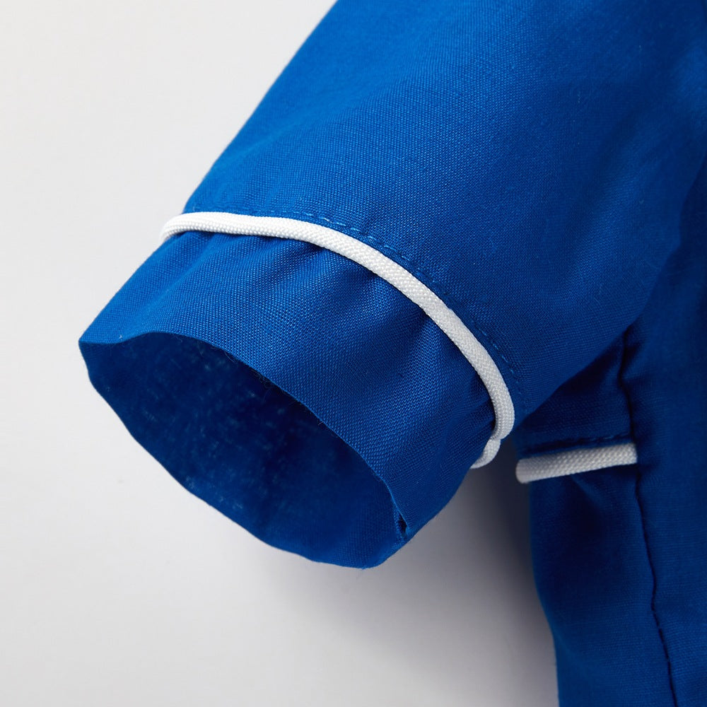 Classic Button-Up Dog Pajamas with Piping, Pet PJs for Small Dogs and Cats