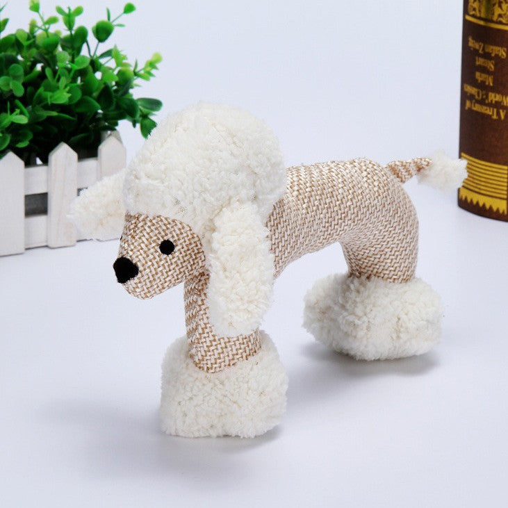 White plush poodle squeaky dog toy