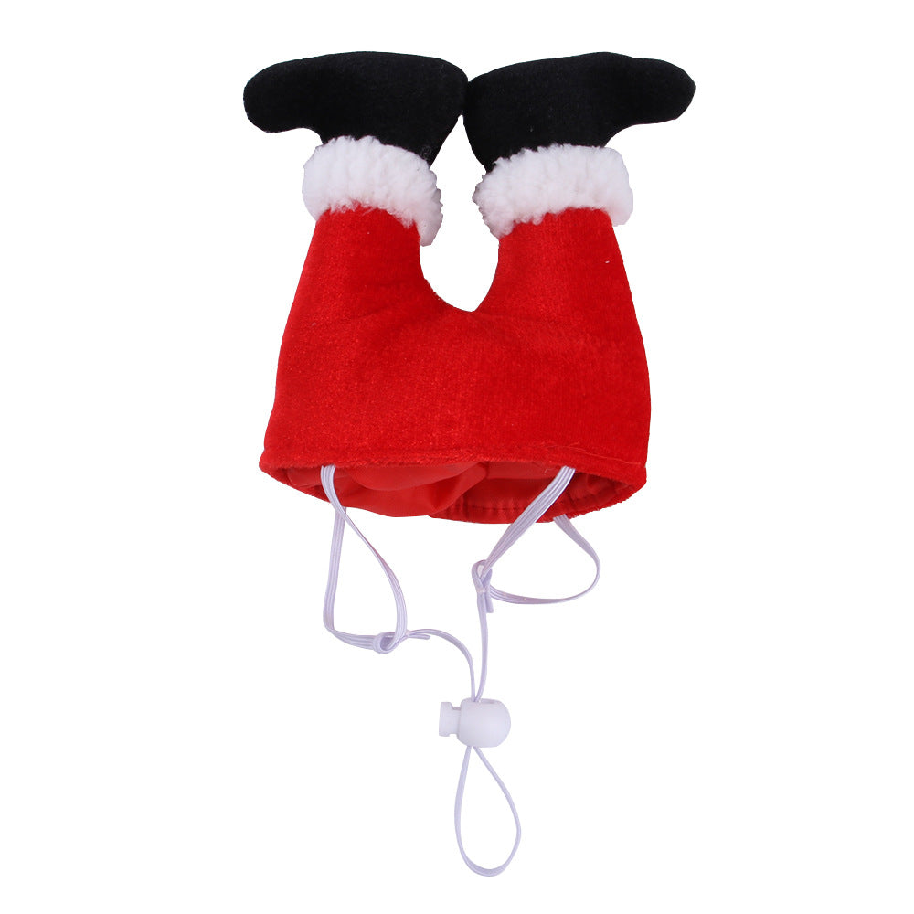 Upside-Down Santa Legs Christmas Hat for Dogs and Cats