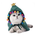 Christmas Tree Cape with Star and Pom-Poms for Cats and Small Dogs