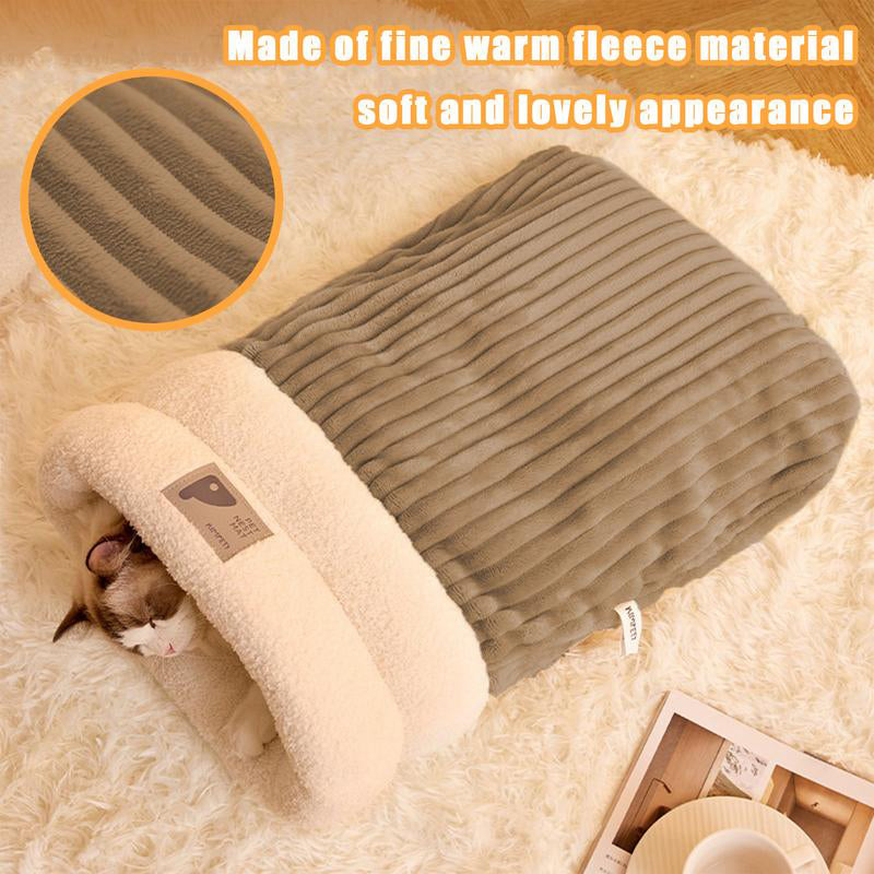 Plush Cat Sleeping Bag, Warm Burrow Bed for Cats