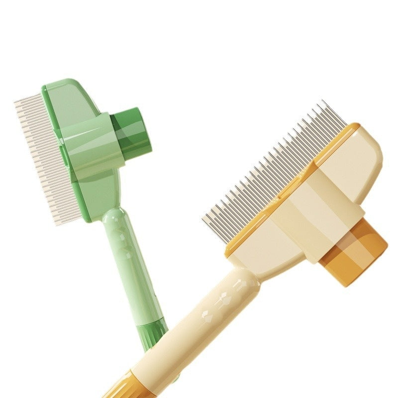 Green and yellow self-cleaning cat combs together