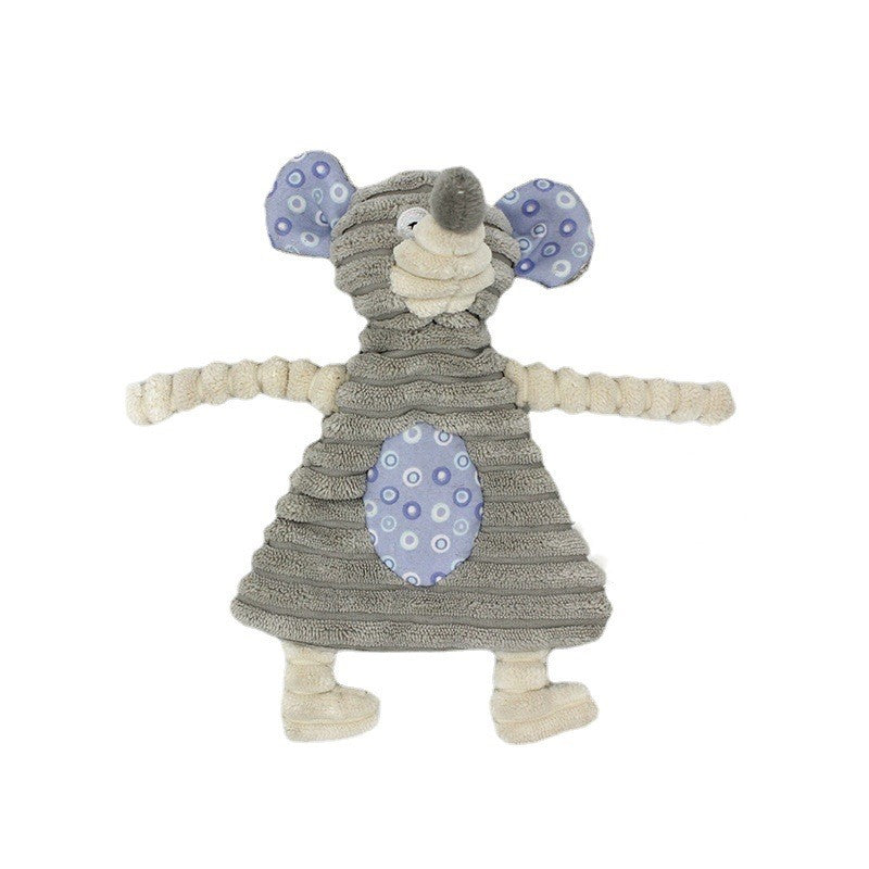 Pinermen Corduroy Squeaky Plush Dog Toy, Donkey, Bunny, Mouse, Duck or Flamingo