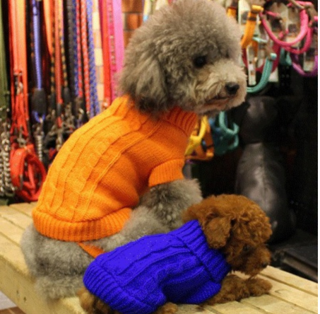 Cable Knit Dog Sweater, Turtleneck Pullover for Small Dogs