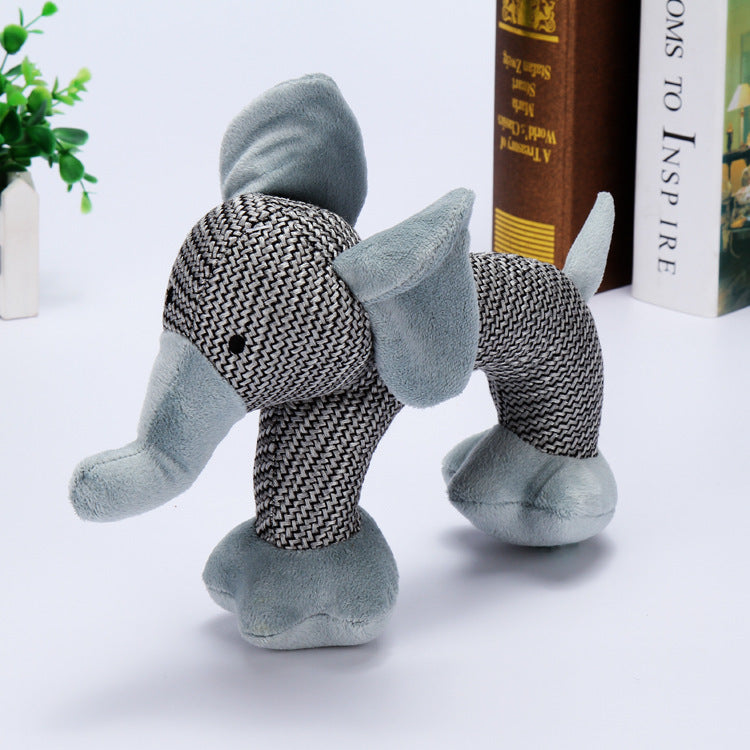Gray plush elephant squeaky dog toy