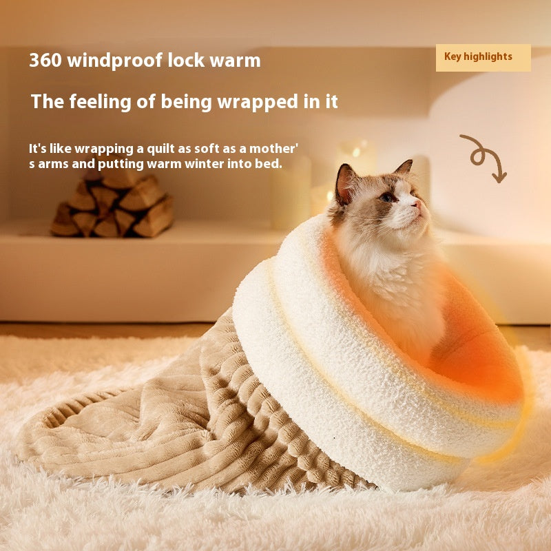 Plush Cat Sleeping Bag, Warm Burrow Bed for Cats