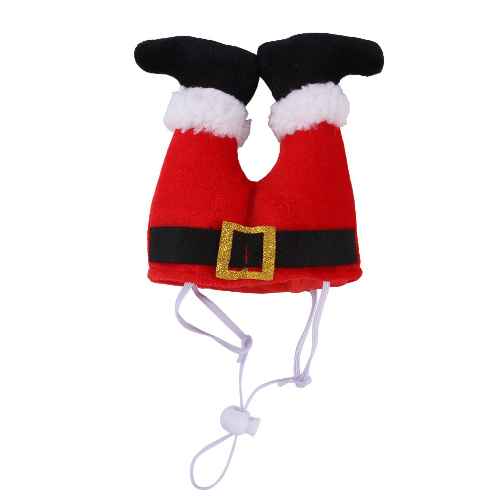 Upside-Down Santa Legs Christmas Hat for Dogs and Cats
