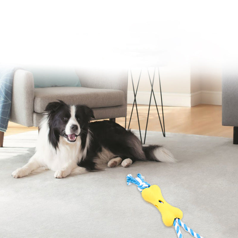 Pinermen Treat Bone Rope Toy for Dogs, Fill-and-Chew Tug Toy