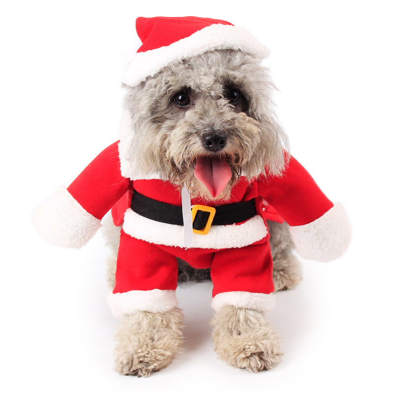 Santa Claus Dog Costume with Arms and Hat, Christmas Outfit for Small Dogs and Cats