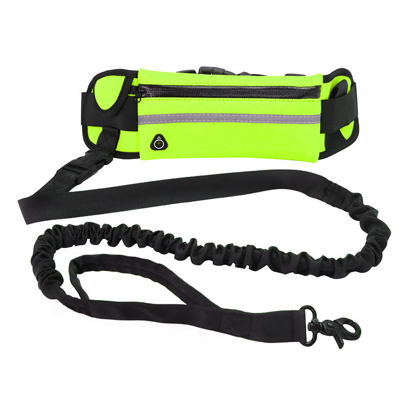 Neon yellow hands-free running leash with waist pack