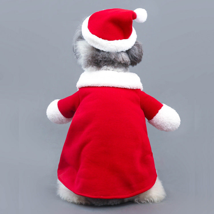Santa Claus Dog Costume with Arms and Hat, Christmas Outfit for Small Dogs and Cats