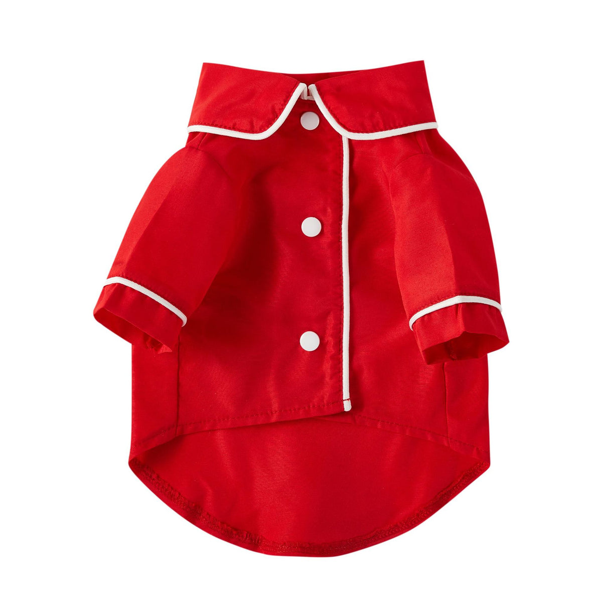 Classic Button-Up Dog Pajamas with Piping, Pet PJs for Small Dogs and Cats