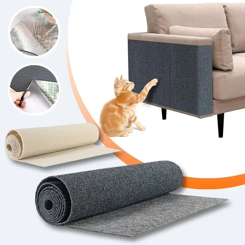 Self-Adhesive Cat Scratch Mat, Cut-to-Size Furniture Protector Carpet
