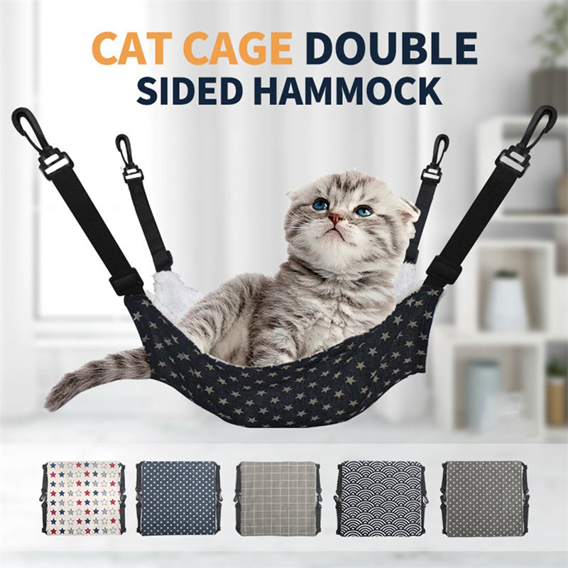 Plush Cat Cage Hammock, Hanging Bed for Crates and Cages