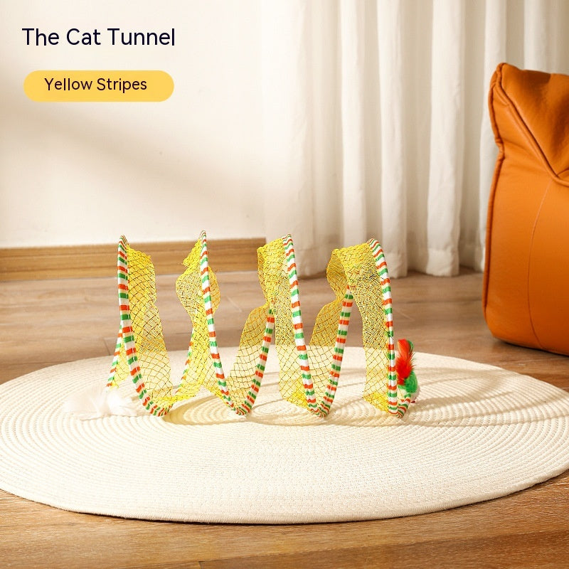 Yellow stripes spring cat tunnel