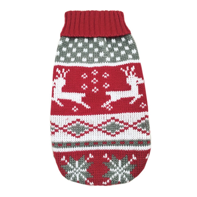 Christmas Knit Turtleneck Sweater for Small Dogs and Cats, Reindeer, Snowflake and Hearts