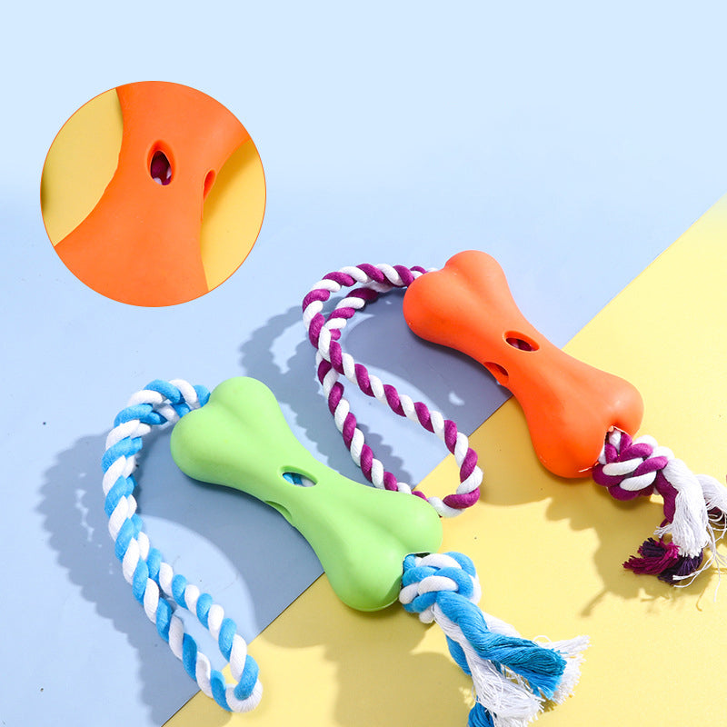 Pinermen Treat Bone Rope Toy for Dogs, Fill-and-Chew Tug Toy