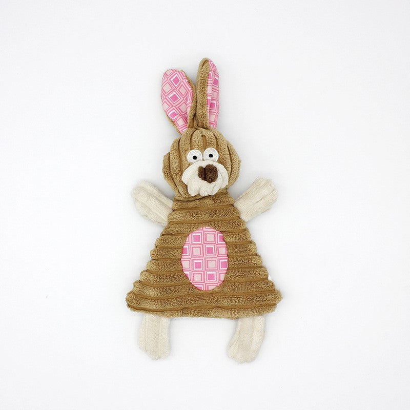 Pinermen Corduroy Squeaky Plush Dog Toy, Donkey, Bunny, Mouse, Duck or Flamingo