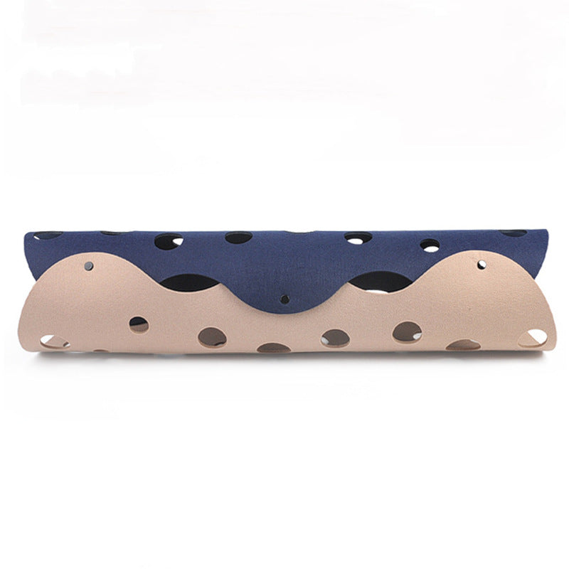 Navy and beige felt cat tunnel