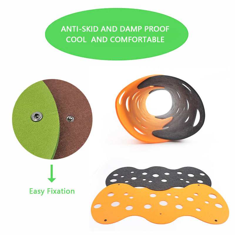 Felt cat tunnel shown as a tunnel and laid flat