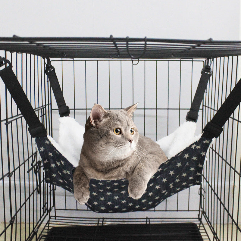 Plush Cat Cage Hammock, Hanging Bed for Crates and Cages